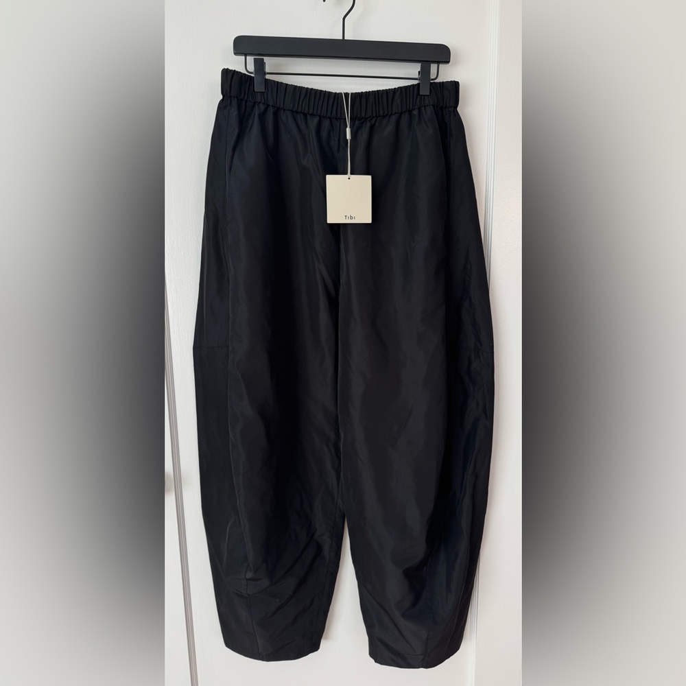 Tibi Black Nylon Winslow Pants Size L Short